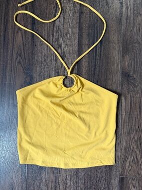 Abercrombie Yellow Tie Halter Ring Detail Tank Top Size M